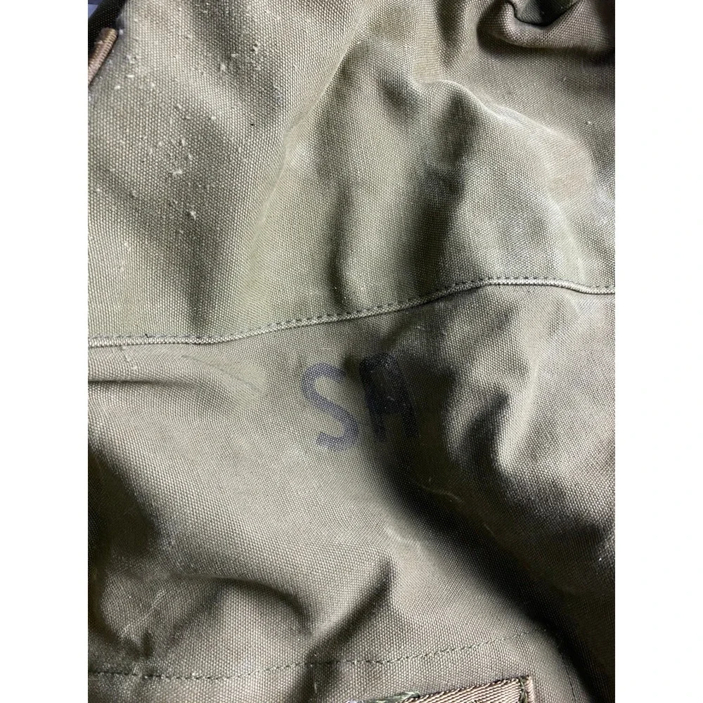 Vintage Olive Green Military Surplus Canvas Duffle Bag Heavy Duty Utility Sack